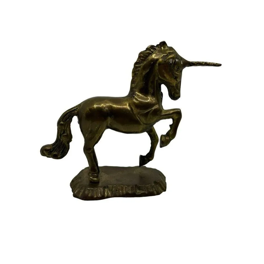 Vintage Figurine Brass Unicorn Horse Fantasy Mystical‎ Magical  Decor 5.5